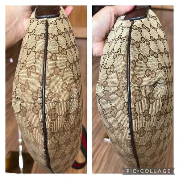 Gucci Beige and Brown Crossbody Bag with Red and Green Strap - Picture 13 of 16